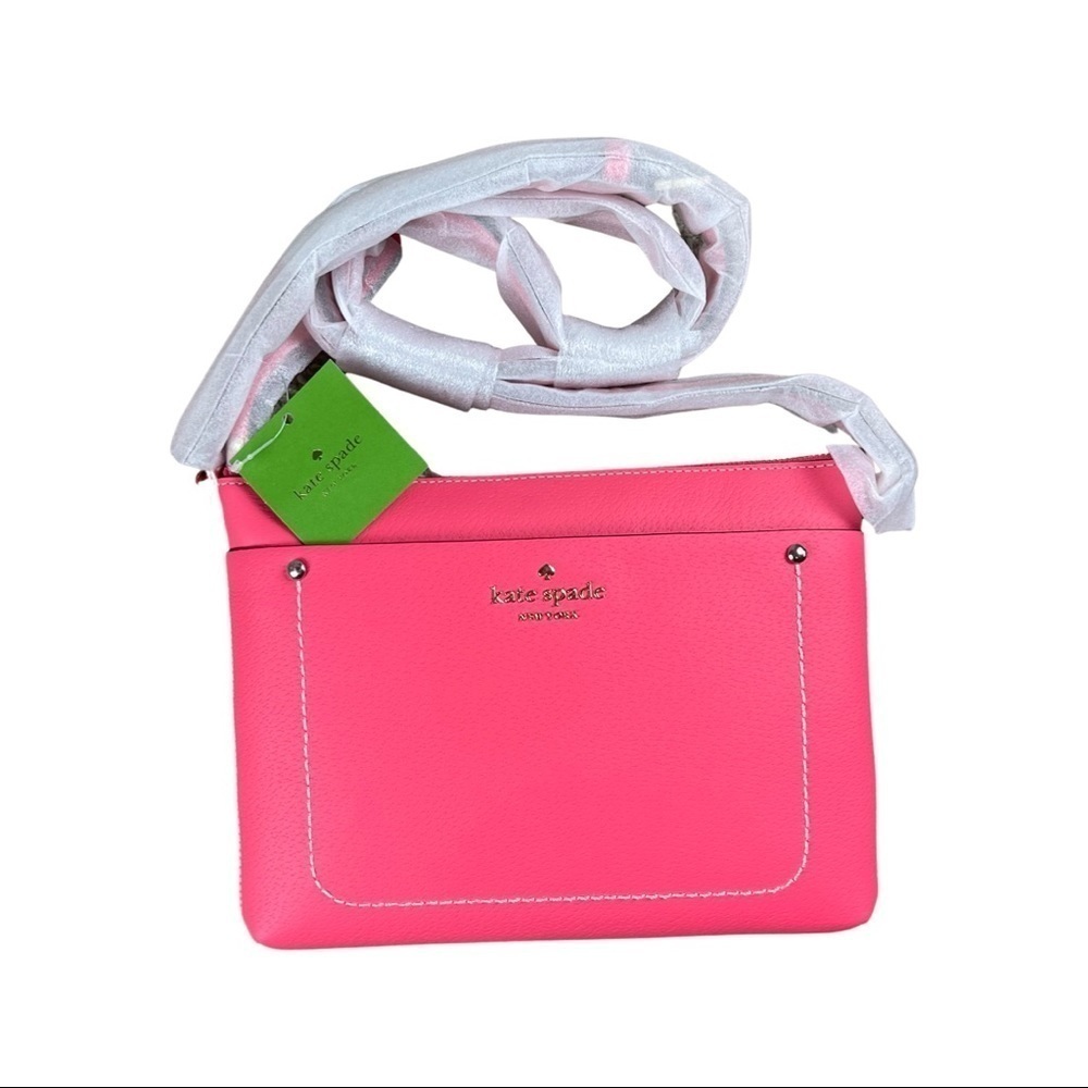 Kate Spade Thompson Street Tatum Crossbody Bag Bright Flamingo Pink Leather NWT